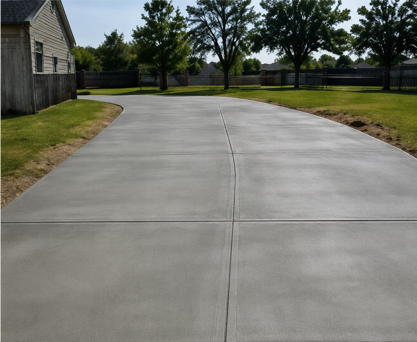 Finished residential concrete driveway