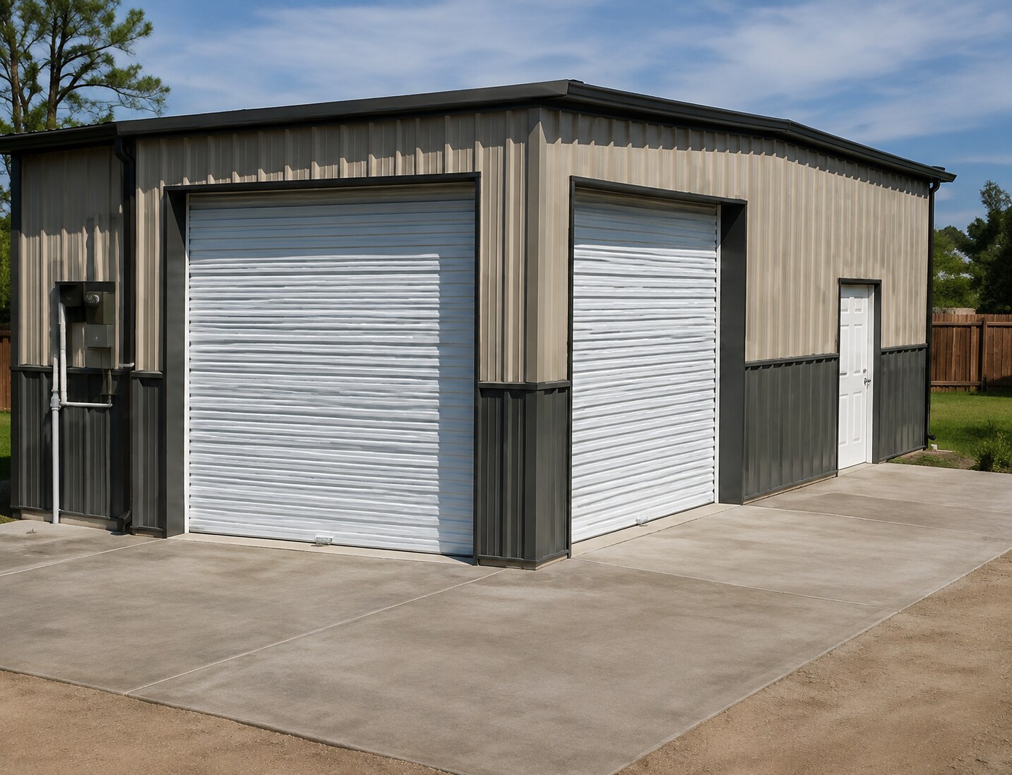 Metal shop built on a concrete slab