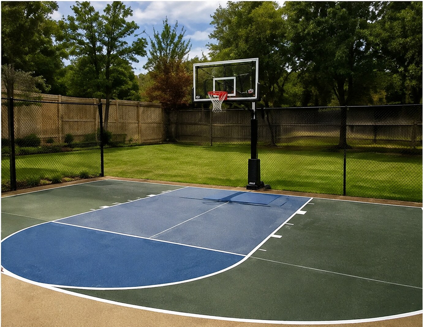 Backyard basketball and pickleball court